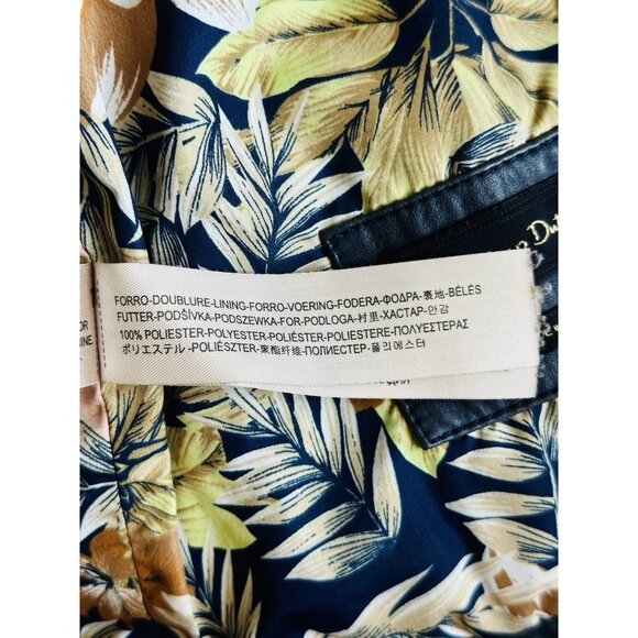 Massimo Dutti Women’s Blue Leather Biker Jacket Zip Front Size M - Picture 10 of 10